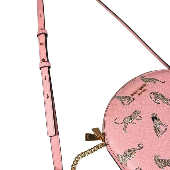 Kate Spade New York Womens Morgan Leopard Double-Zip Dome Pink Crossbody Bag - Picture 10 of 16